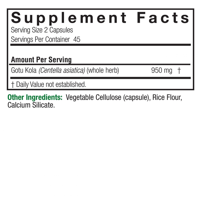 Готу Кола, Nature&#39;s Answer Gotu Kola, 90 вег капсул 2