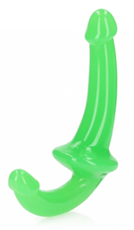 Зеленый люминесцентный безремневой страпон - 20 см.