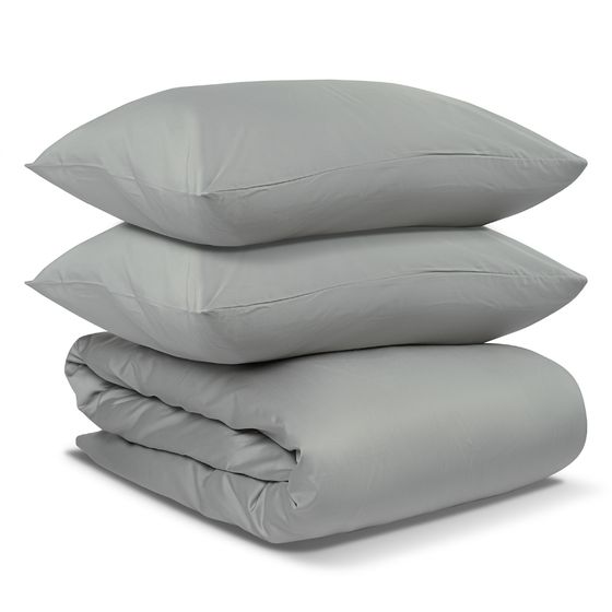 Комплект постельного белья двуспальный из сатина светло-серого цвета Essential