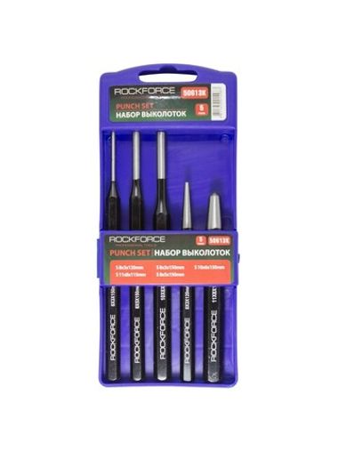 Набор выколоток, 5пр.(3х120мм,3х150мм,6х150мм,5х150мм,кернер 8х115мм),в пластиковом футляре RockForce##Rock FORCE RF-50613K