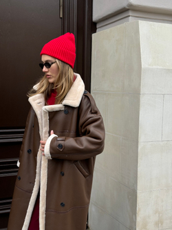 Дубленка миди шоколад