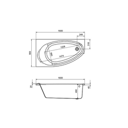 Ванна акриловая Roca CORFU  160x90 248573000 асимметричная левая