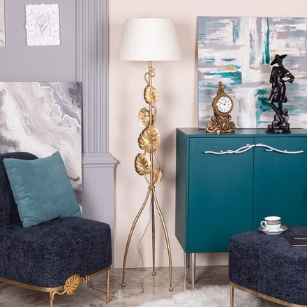 Светильник напольный торшер Monstera Deliciosa (Монстера) с абажуром Сити-2 Кремовый