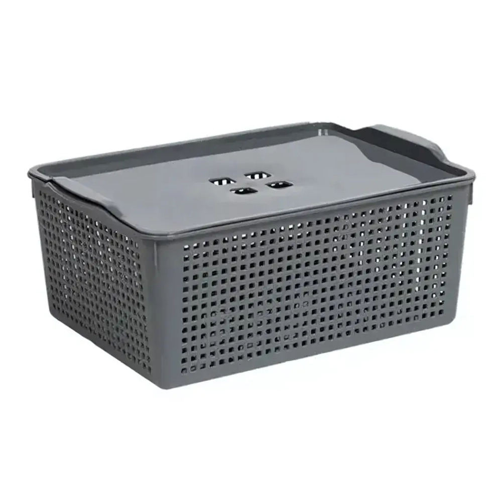 Корзинка Лофт 13л 395х168 мм с крышкой (серый)