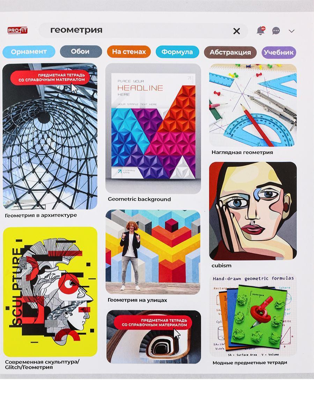 Тетрадь предмет. А5 48л. клет. Геометрия "Личный профиль" (Проф-Пресс)