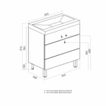 Тумба д/ванной "БРИКС-60" 2 ящ. белый/дуб вотан под рак."Breeze 60" меб. (Sanita Luxe) (ПВХ)(разбор)