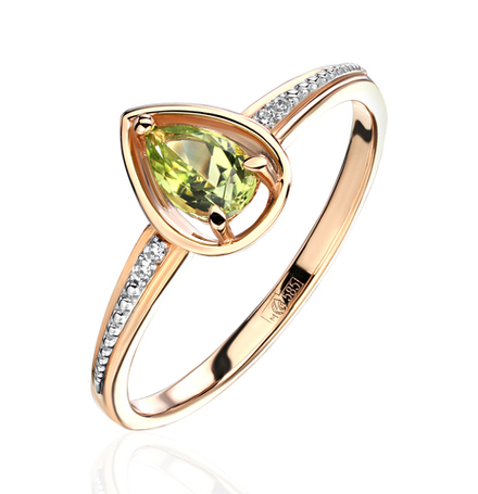 Кольцо с фианитом из красного золота 585 пробы JA-R-14171Р-2