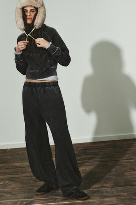 ZARA БРЮКИ CARROT С ЭФФЕКТОМ ПОТЕРТОСТИ, АНТРАЦИТОВО-СЕРЫЙ