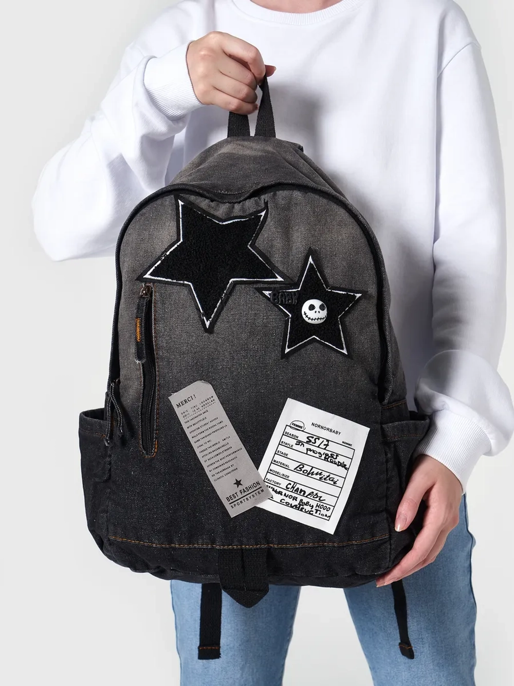 Рюкзак джинсовый школьный молодежный