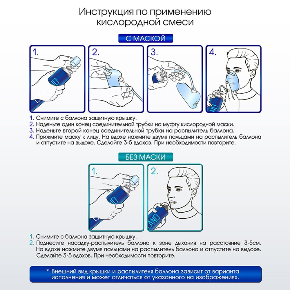 Кислородный баллончик OXYCO, 16 л маской/без маски