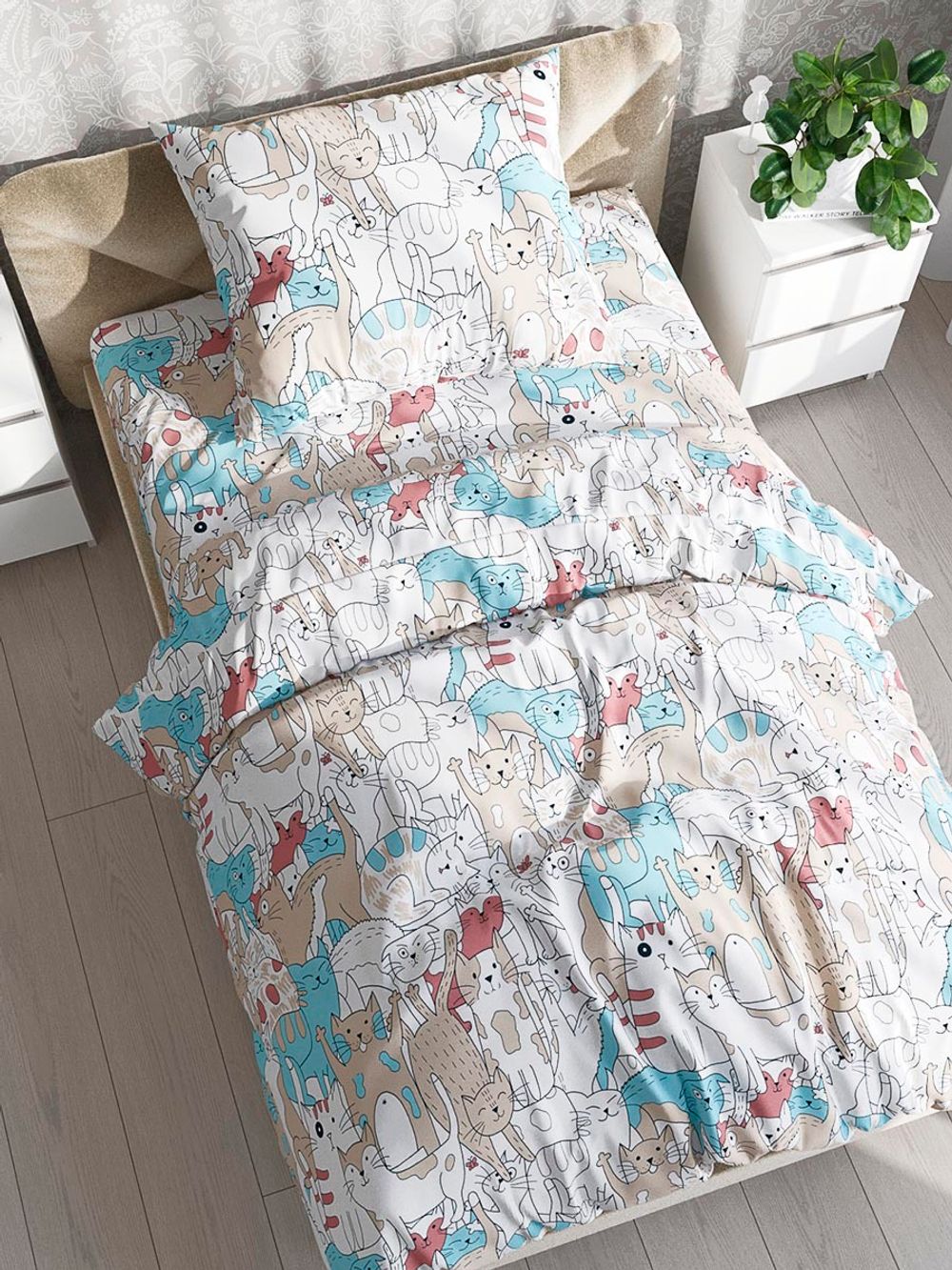 Постельное белье бязь Сказка "Шанти" 1,5-сп  Наволочка 50х70 см 1 шт Простынь на резинке 90x200 смПододеяльник 145x205 см