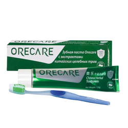 Зубная паста "Orecare" с экстрактами целебных трав, с зубной щёткой