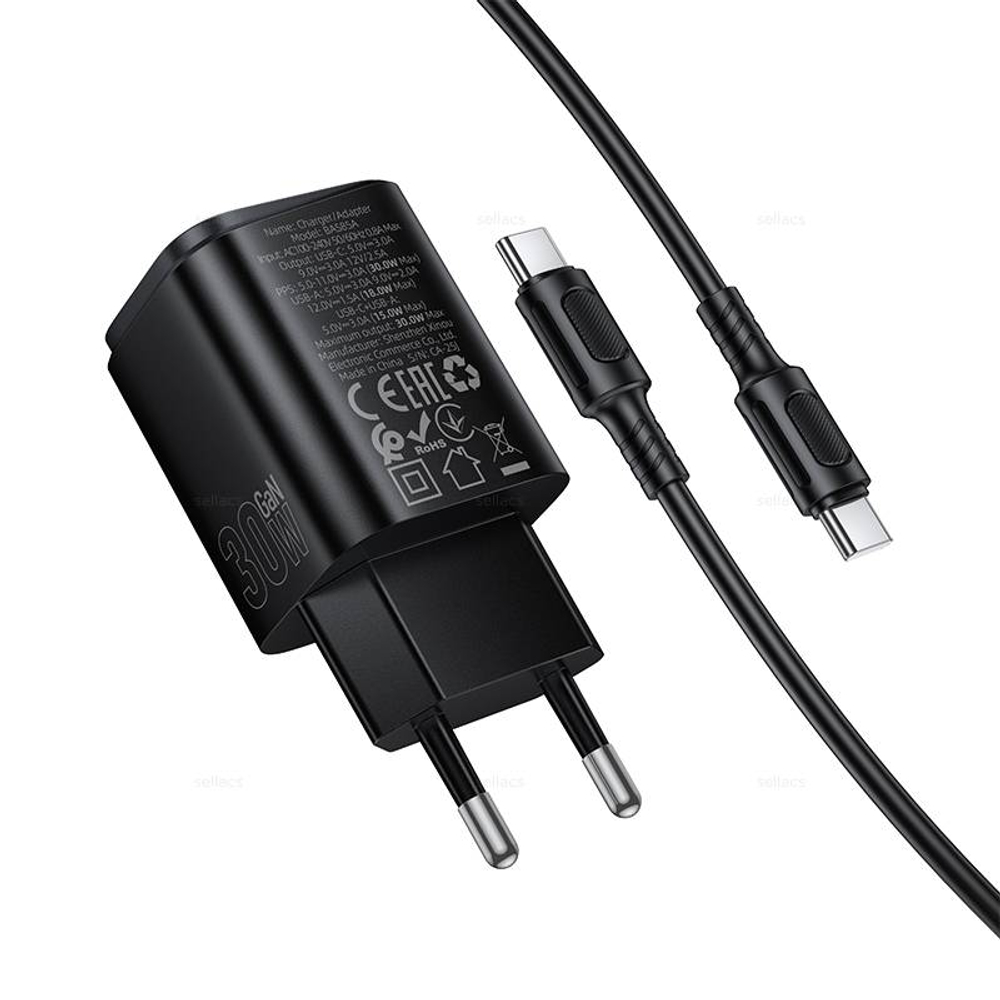 Borofone BAS85A Star PD30W+QC3.0 зарядное устройство набор (Type-C на Type-C) (black)