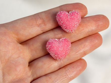 Бусина "Сахарное сердце", темно-розовое (1шт)