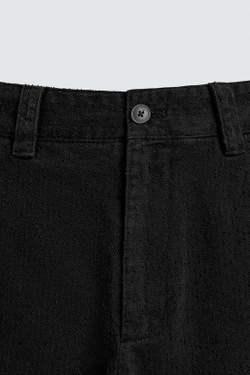 ZARA БРЮКИ STRAIGHT FIT ИЗ РЕЛЬЕФНОЙ ТКАНИ, ЧЕРНЫЙ