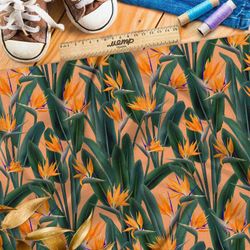 Ткань мембрана насыщенные жёлтые цветы и листья в закате