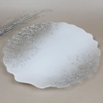 Тарелка 32см «Аура» белое серебро