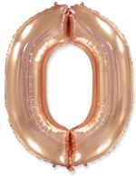 Шар (40"/102 см) Цифра, 0, Розовое Золото, в упаковке