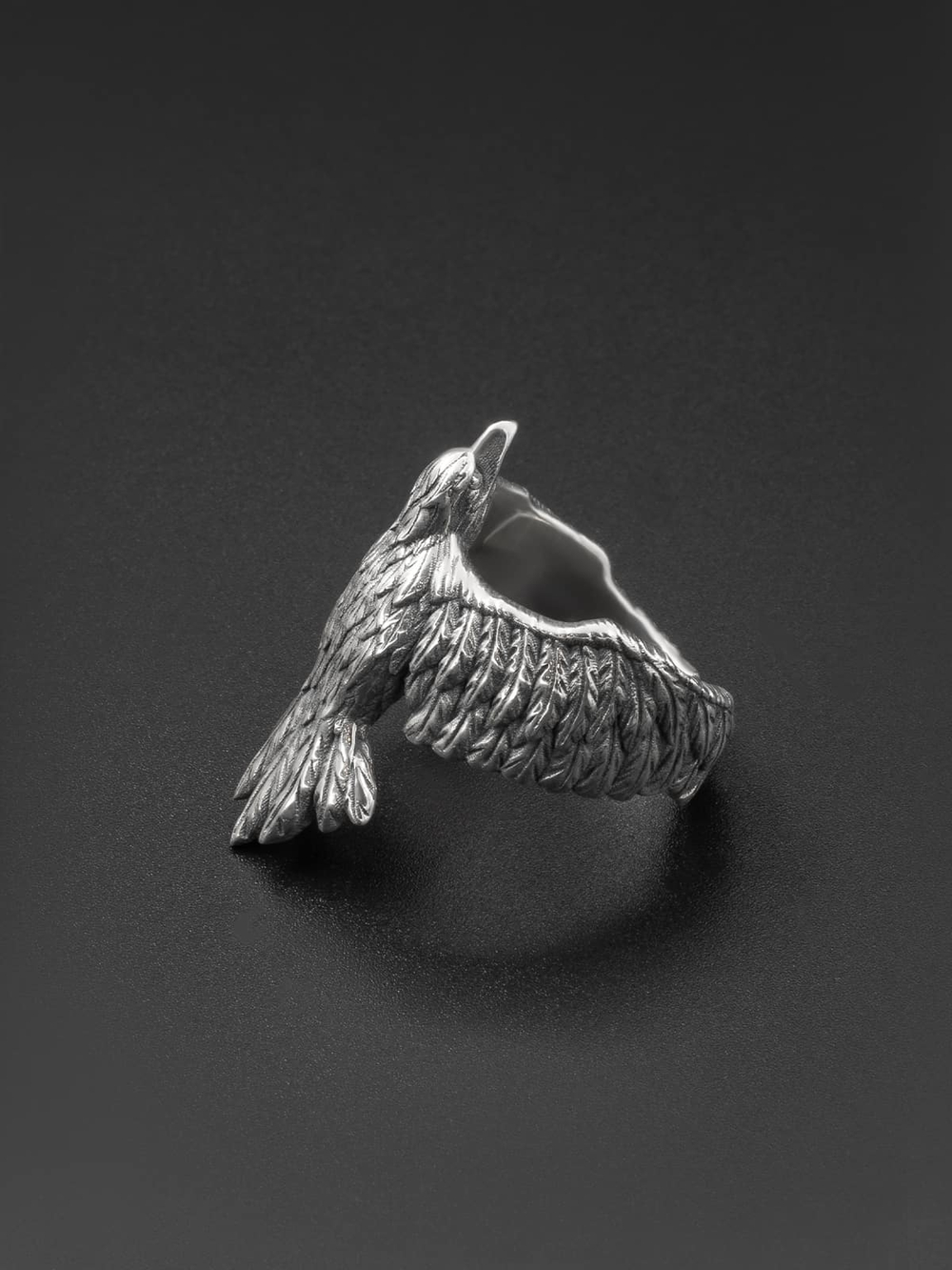 Ворон — кольцо из серебра