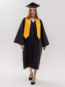 Комплект выпускника черный стандарт с галстуком (золото)