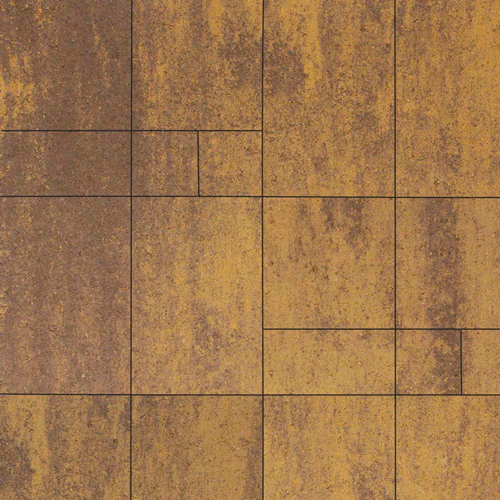 Тротуарная плитка ГРАНДО - Листопад гладкий Янтарь, комплект из 4 видов плит