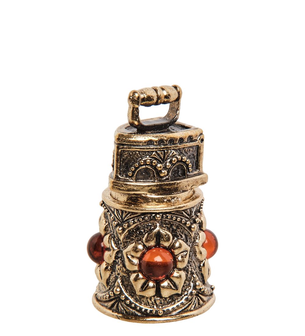 AM-2154 Наперсток «Ажурный с утюгом» (латунь, янтарь)