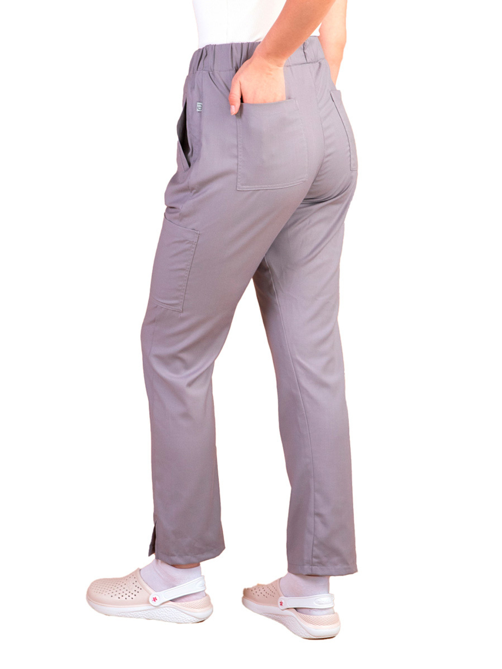Брюки медицинские женские Тезис TZ310, на резинке, серо-бежевый, 54
