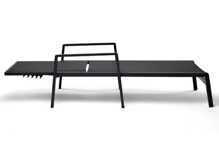 "Парма" шезлонг из алюминия темно-серый (RAL7024) муар, ткань текстилен темно-серая