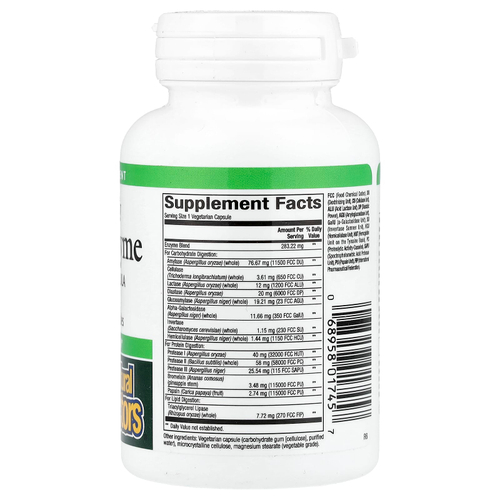 Natural Factors, мультиэнзим, высокая эффективность, 60 вегетарианских капсул