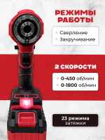 Дрель-шуруповерт,65 Нм, 2АКБ ,4.0Ач,Бесщеточная Ударная, Кейс