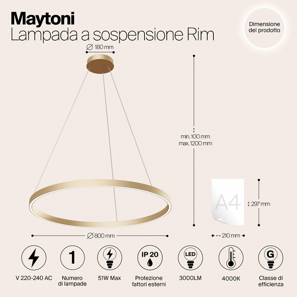 Подвесной светильник Maytoni Rim MOD058PL-L42BS4K