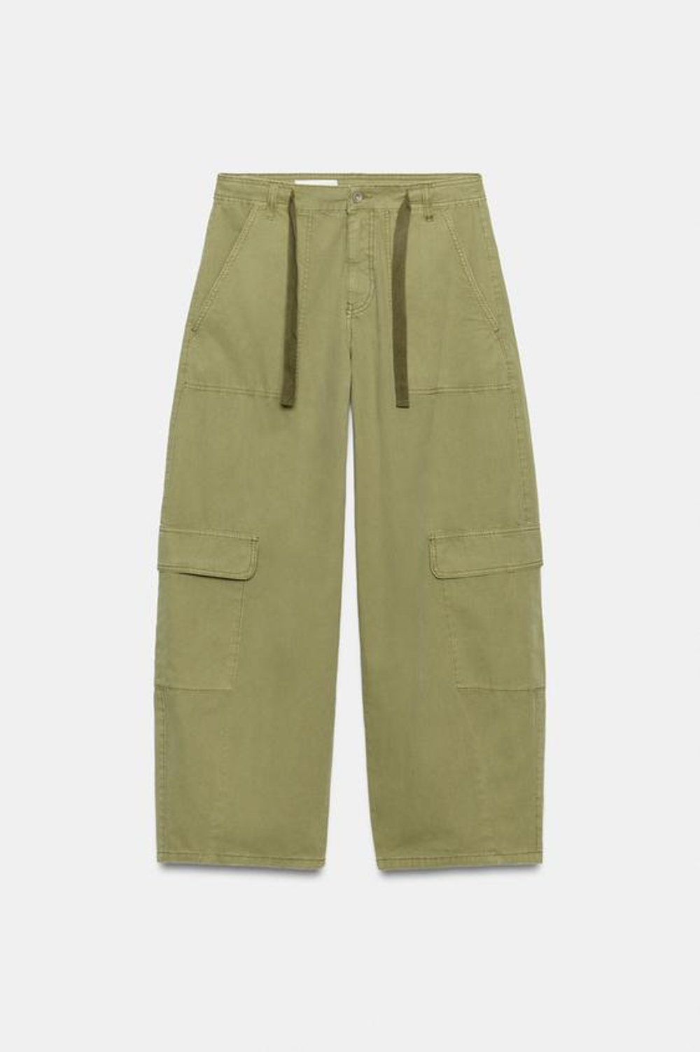 ZARA БРЮКИ КАРГО ОВЕРСАЙЗ, СВЕТЛЫЙ ХАКИ