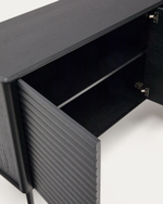 Комод Lenon с 3 дверцами и 3 ящиками черный из массива и шпона дуба