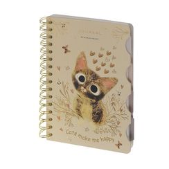 Bloknot \ Блокнот \ Notebook  Записная книжка "Art Journal" А5, 120 л. на гребне, с разделителями "Просто любовь. Милый котик"