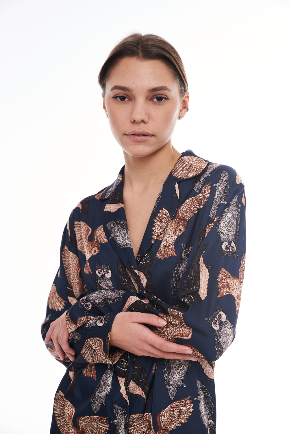 Шелковая блуза с совами