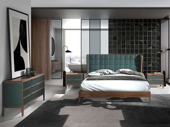 Кровать Angel Cerda 7148, темно-зеленая экокожа