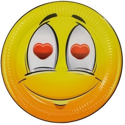 Тарелка картонная d-230 ламинированная "Влюбленный смайл" (100/1000 шт.) Фабрика Посуды