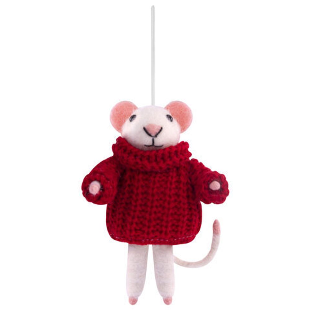 Украшение ёлочное (1 шт.) "Мышка", 6х5х13 см, фетр, хлопок, ассорти 4 дизайна, ЗОЛОТАЯ СКАЗКА, 592422