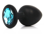 Маленькая черная пробка с голубым кристаллом ONJOY Silicone Collection (Цвет: черный)
