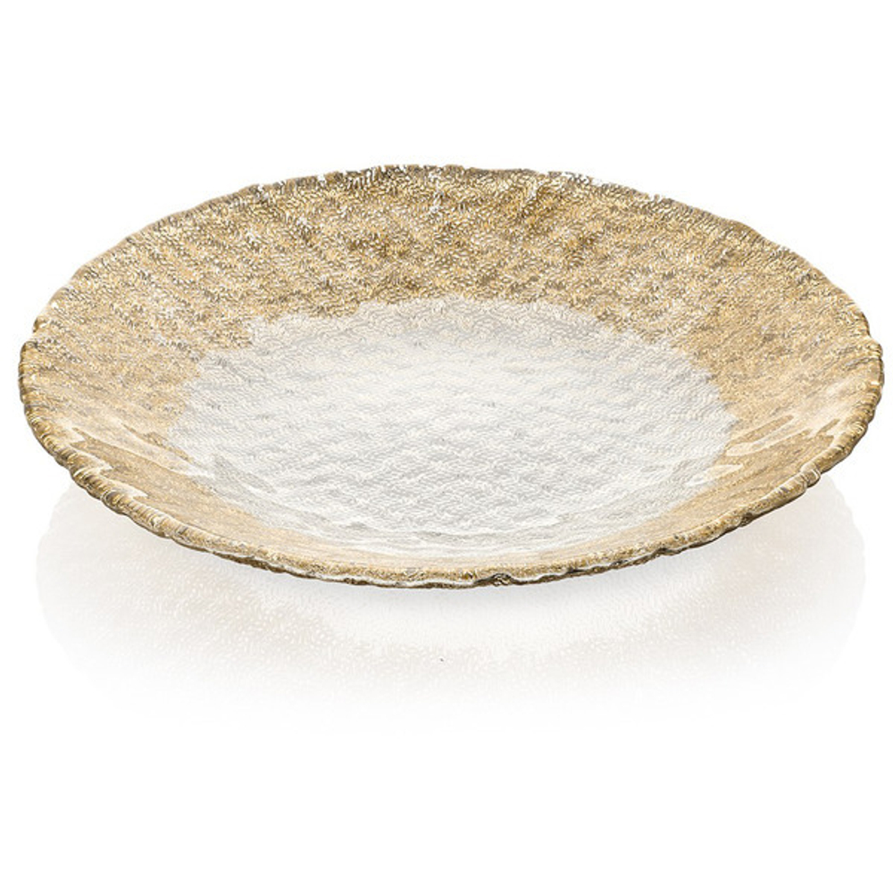 Блюдо для центра стола IVV Трикот 38см золотистая кайма