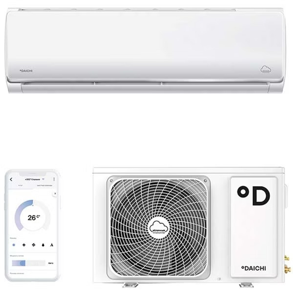 Облачный кондиционер Daichi ALFA A20AVQ1/A20FV1 7000BTU, до 20 м², Wi-Fi, обогрев, настенный