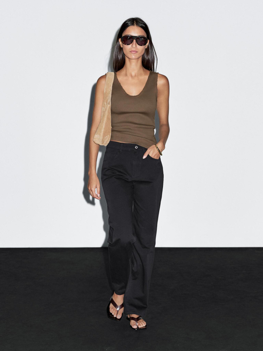 Massimo Dutti Брюки прямого кроя со средней посадкой, темно-синий