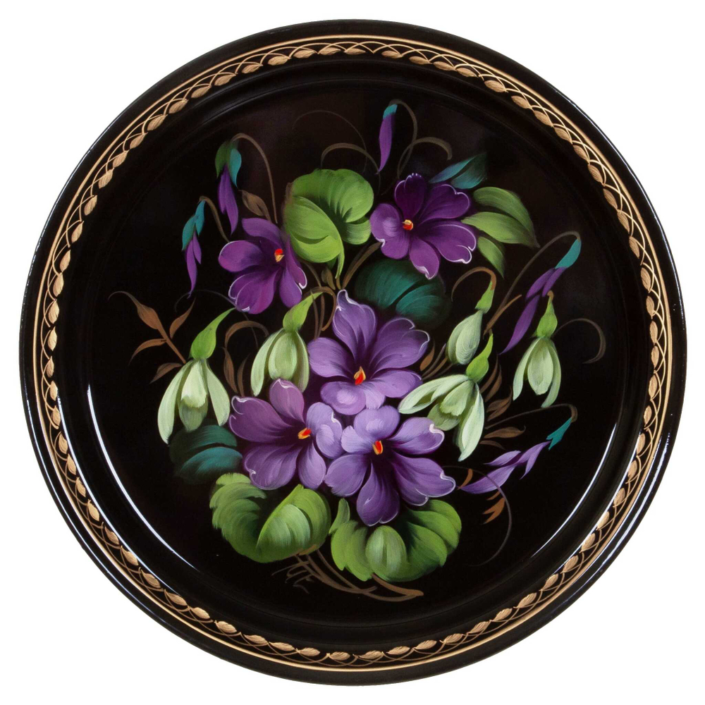 Жостовский поднос декоративный, размер 22 см (A5), металлический