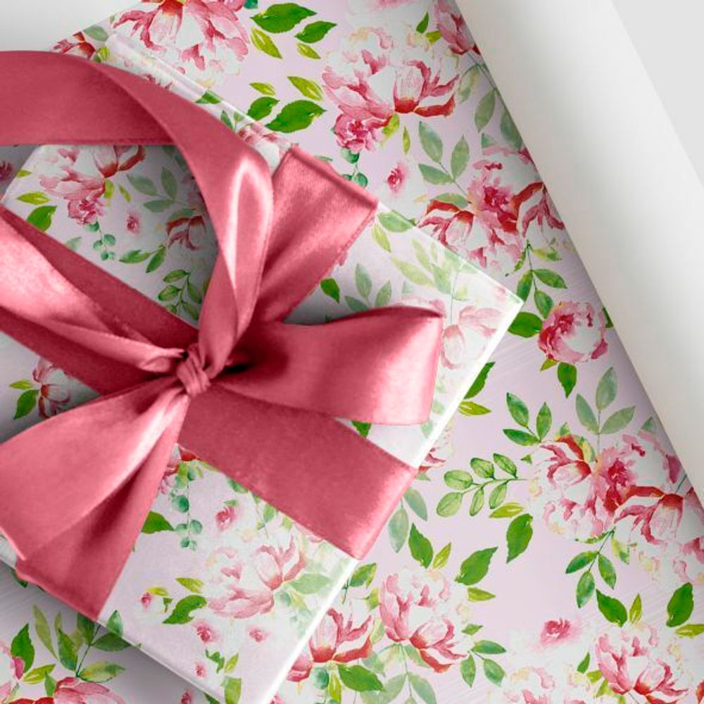 Упаковочная бумага (0,7*1 м) Цветочная метафора, Розовый, 1 шт.