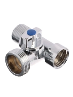 Кран шаровой угловой трехпроходной FRESSO, 1/2"х3/4"х1/2", ВР-НР-НР, хром