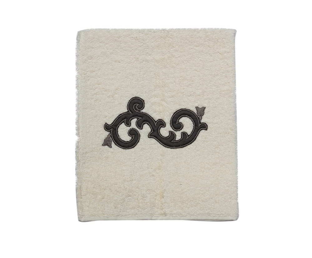 Полотенце 60х110 Old Florence Ricciolo с коричневой аппликацией бежевое