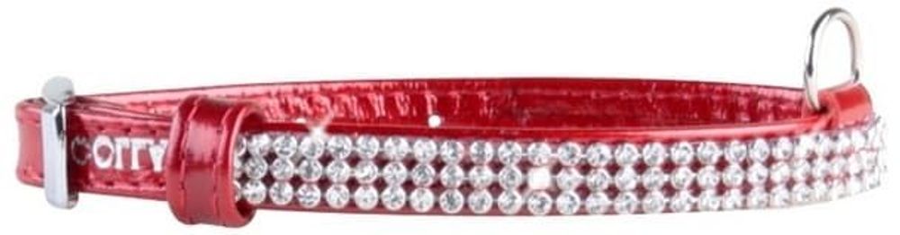 Ошейник "CoLLaR brilliance" с украшением "полотно стразы" красный ширина 13мм, длина 21-29см