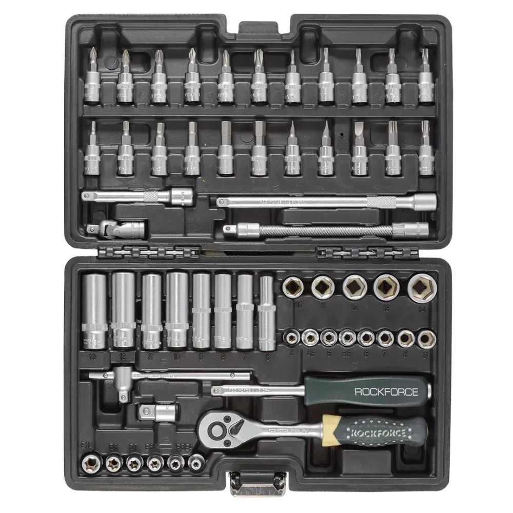 Набор инструмента 57пр. 1/4''(6-гран.)(4-14мм)(E4-E10) RockForce##Rock FORCE RF-2571-5