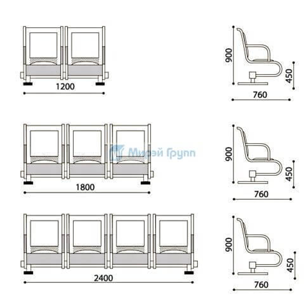 Система сидений СЕЛЕНА ЭКСТРА (2-Х , 3-х, 4-х МЕСТНАЯ)