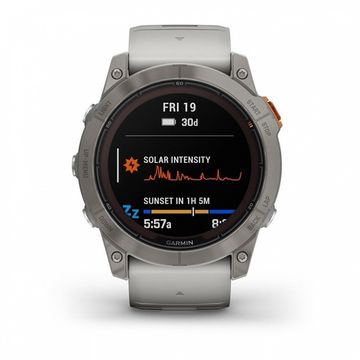 Умные часы Garmin Fenix 7X Pro Sapphire Solar Edition Титановый корпус с дымчато-серым оранжевым ремешком
